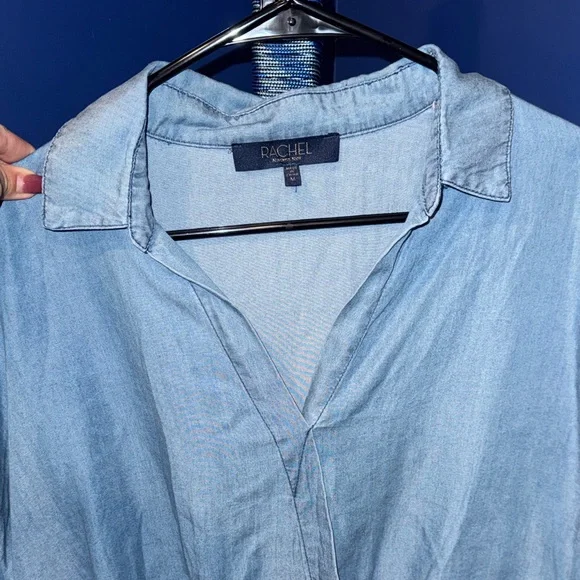 Rachel Roy-NWOT Light Blue Denim Wrap Blouse Size Medium - Picture 7 of 17